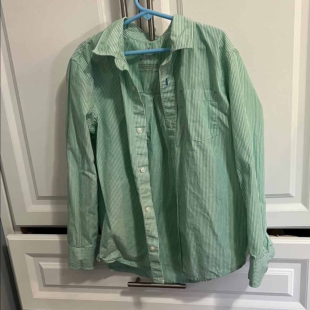 Primary Green and White Striped Top